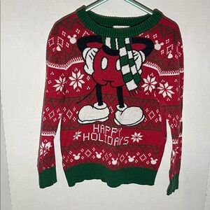 Disney Red and Green Holiday Sweater